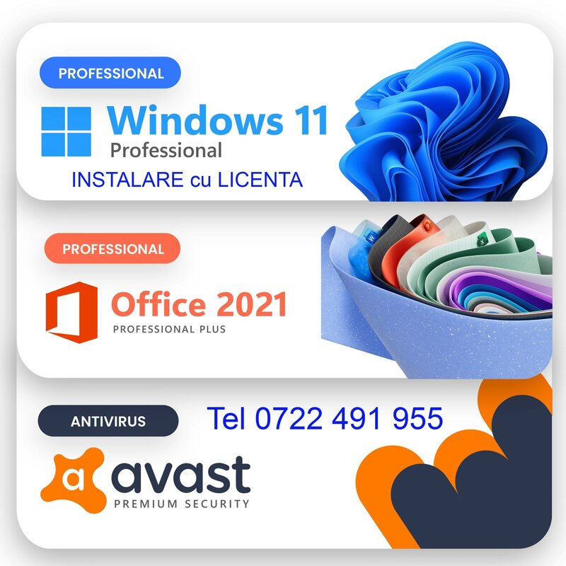 Instalare Windows 11*10 Licenta, Drivere, Office 2024 imprimanta si jocuri